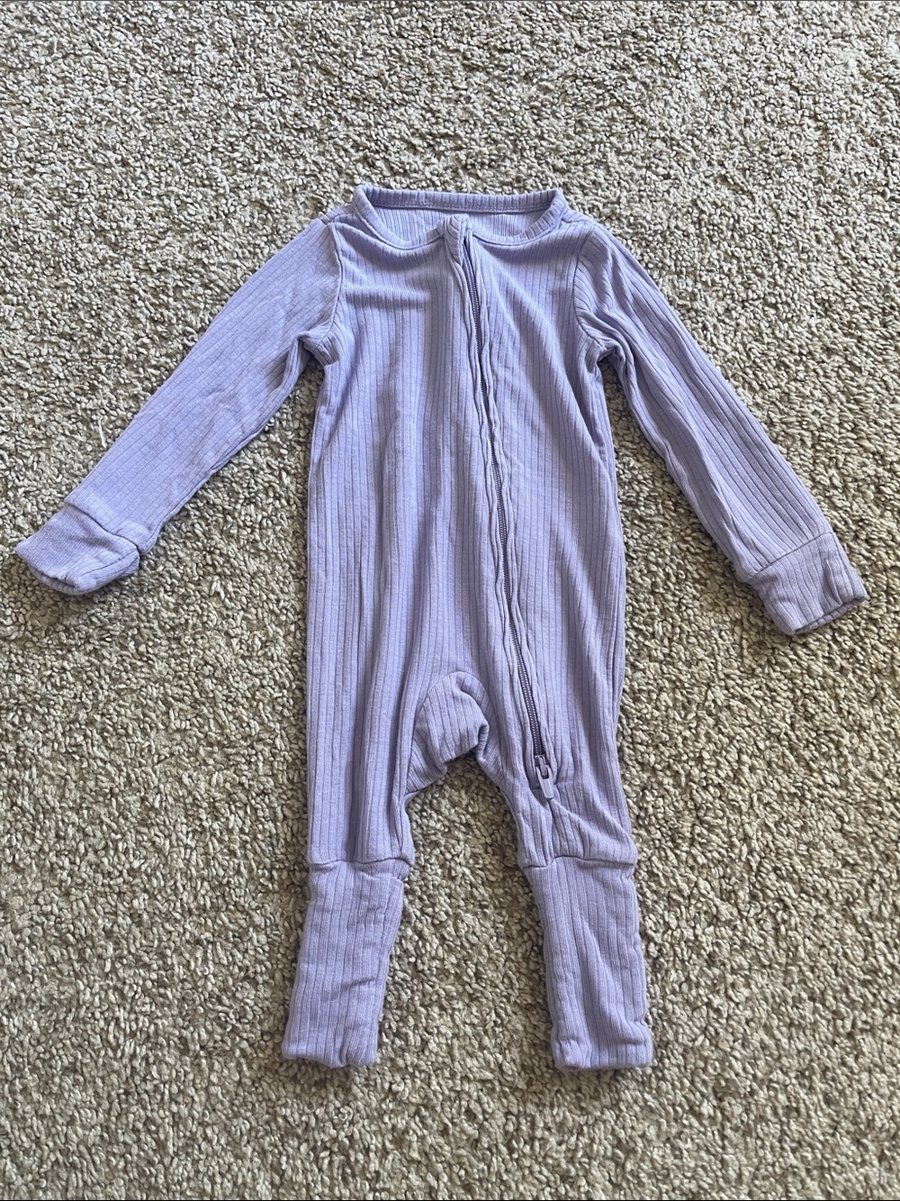 Carter's Purple Ribbed Zip-Front Footie - Newborn